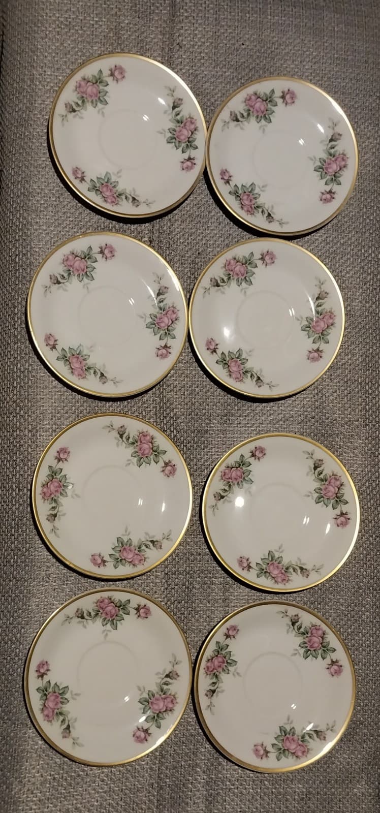 8 Royal Jackson Vogue Ceramic Fine China Saucers.Pink rose pattern & gold trim - Image 1