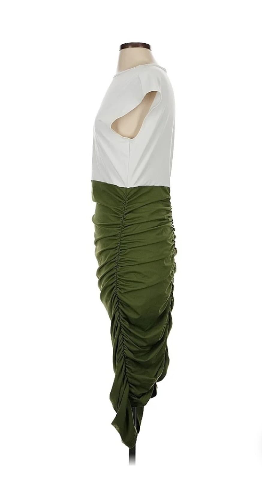 Shein Red & White Mesh Ruched Dress. Size Medium - Thumbnail 6