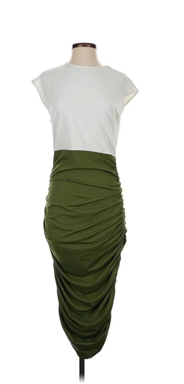 Shein Red & White Mesh Ruched Dress. Size Medium - Thumbnail 9