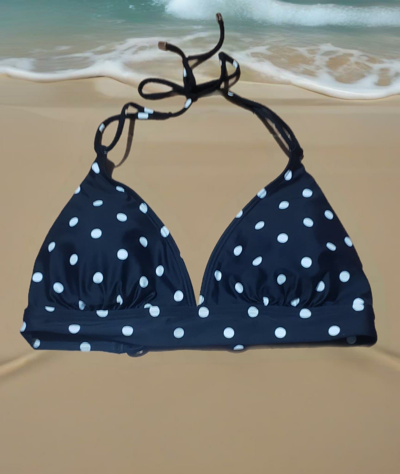 Polka dot black & white Bikini Top only - Image 1