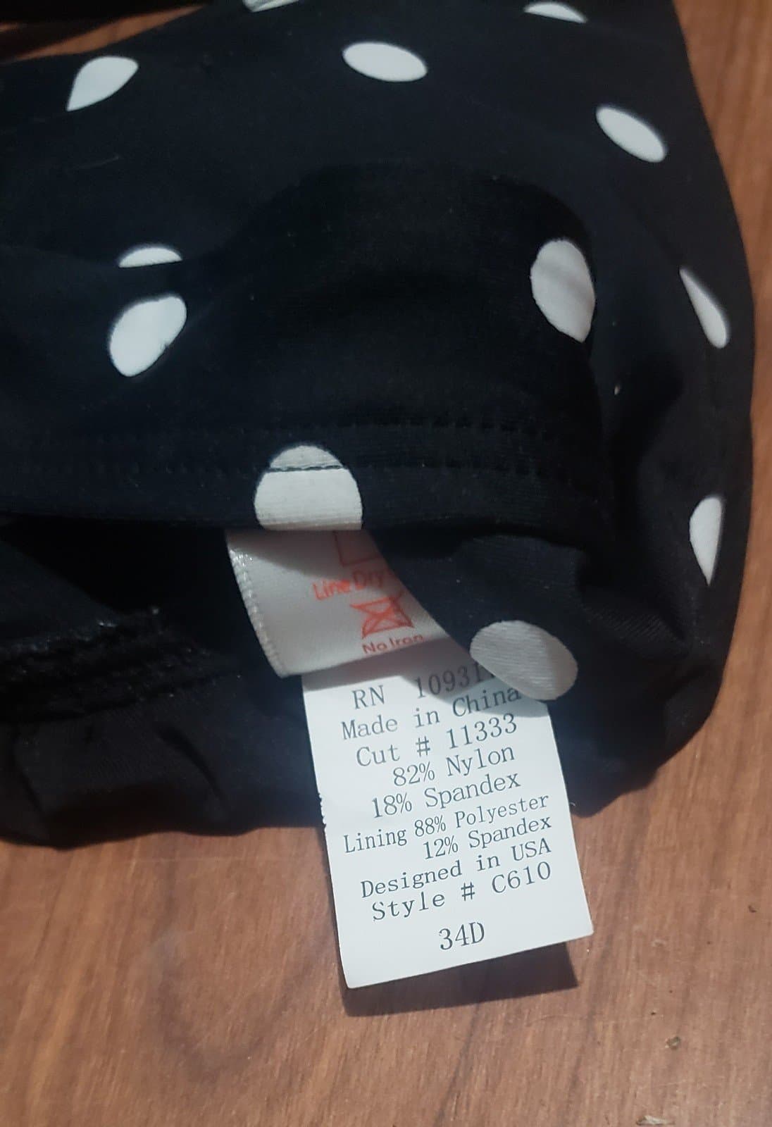 Polka dot black & white Bikini Top only - Thumbnail 4