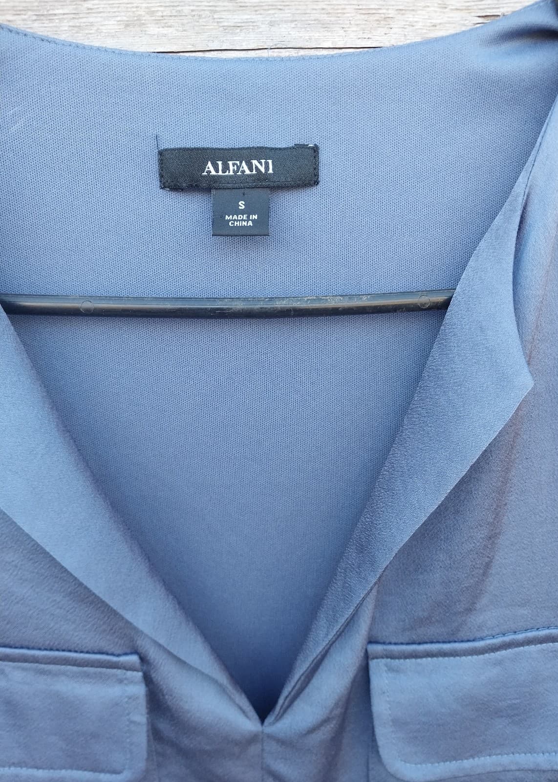 Alfani Satin Utility Shirtdress Mineral Blue Small - Thumbnail 3