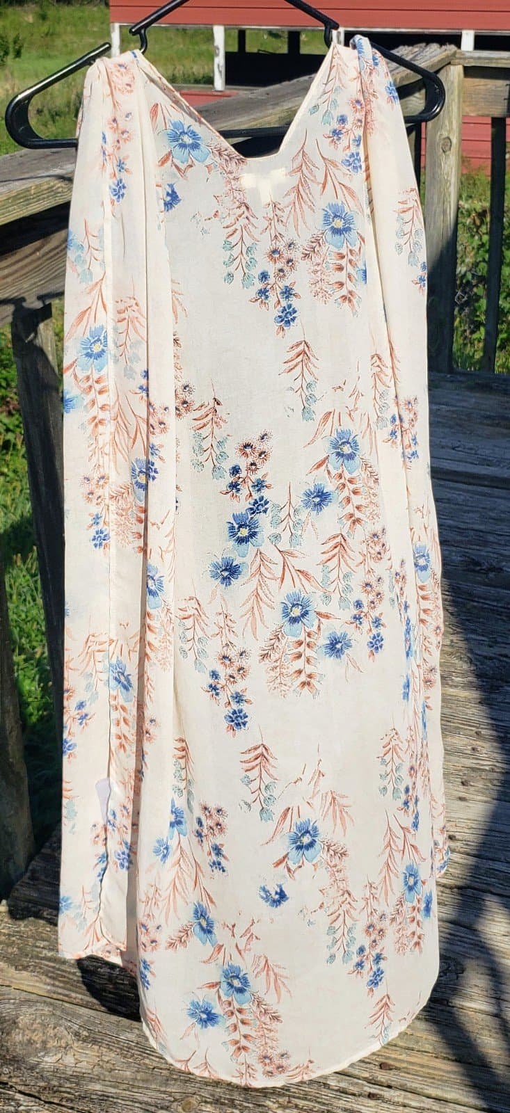 Kori Womens Pink Floral Kimono Maxi Open Front Dress Cover Up Top - Thumbnail 4