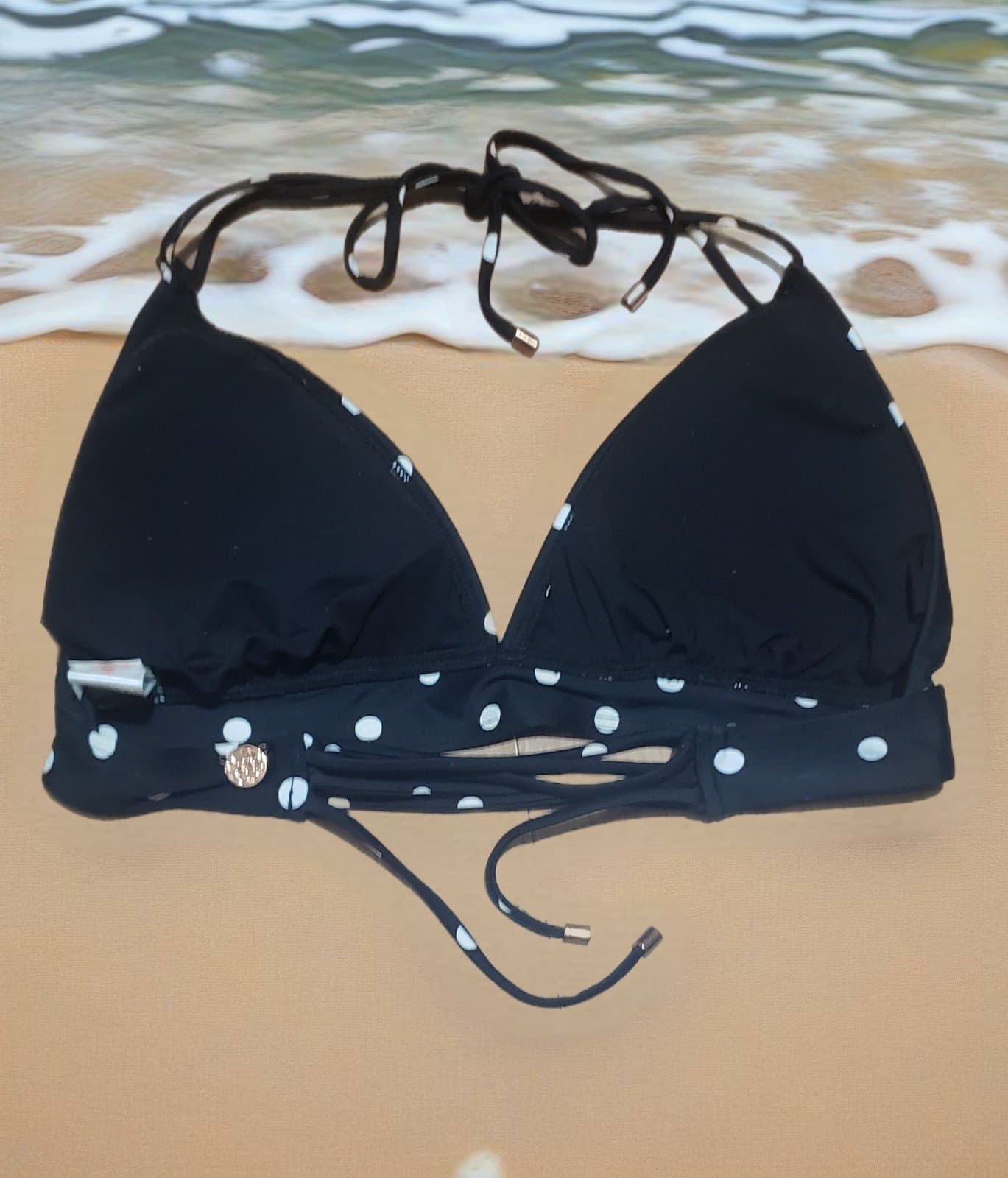 Polka dot black & white Bikini Top only - Thumbnail 2