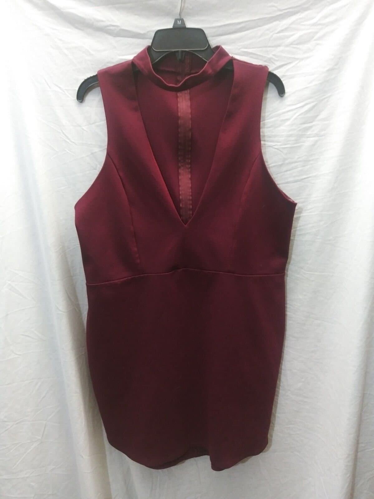 Charlotte Russe Faux Suede Bodycon Dress Women's 3X Small Burgundy Sleeveless - Thumbnail 4