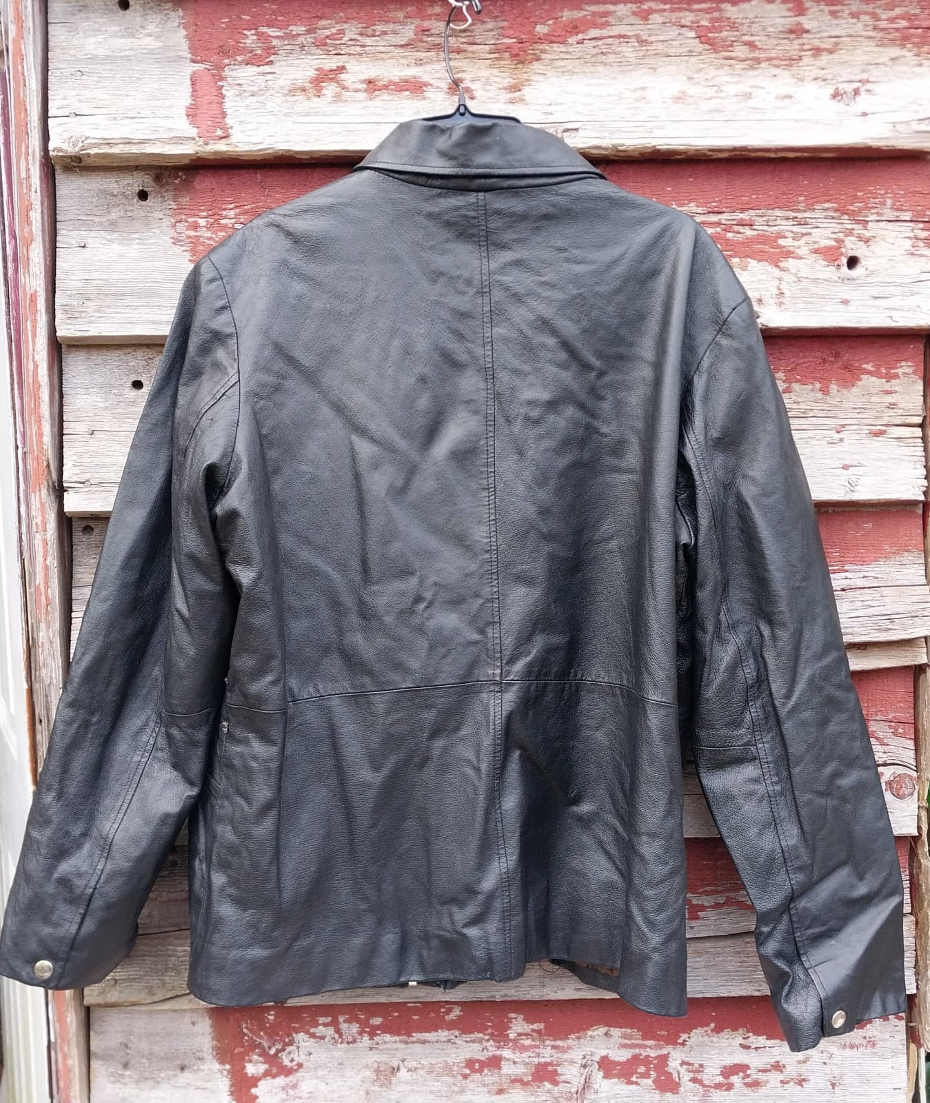 Vintage Black Leather Jacket Size XL - Thumbnail 3