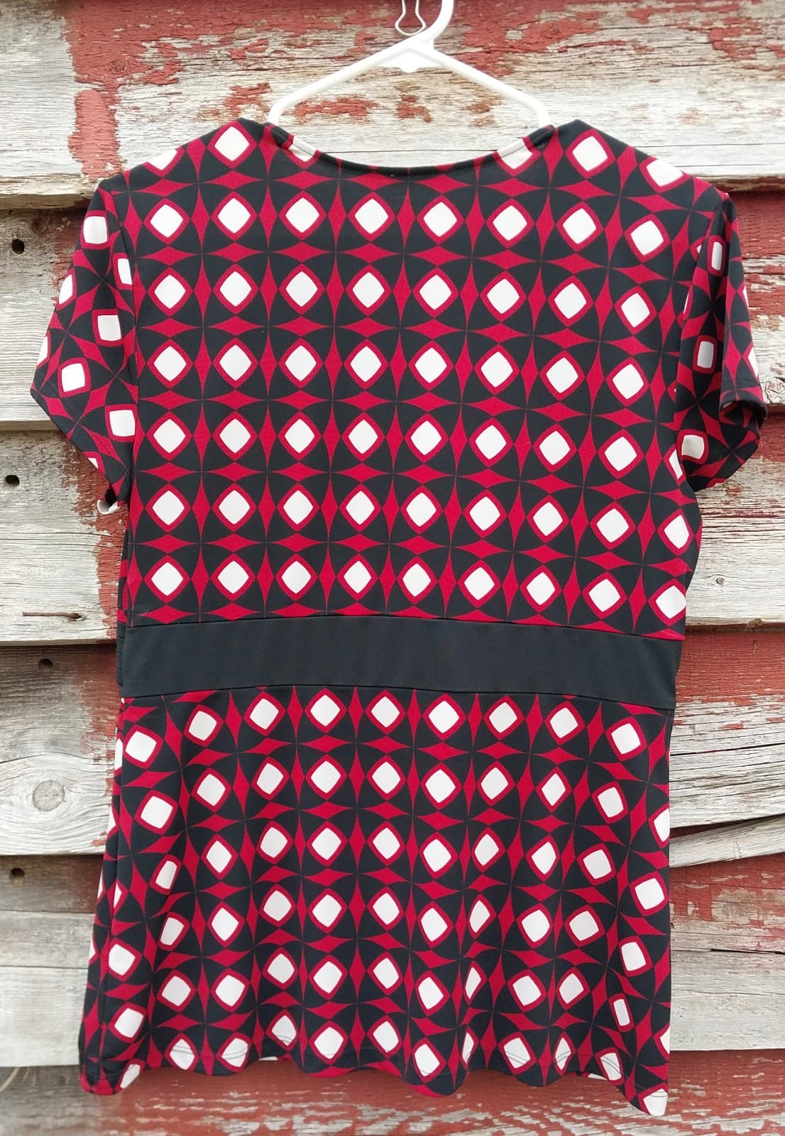 Womens Ann Taylor Multicolor Geo Pattern V-Neck Blouse Size Medium - Thumbnail 3