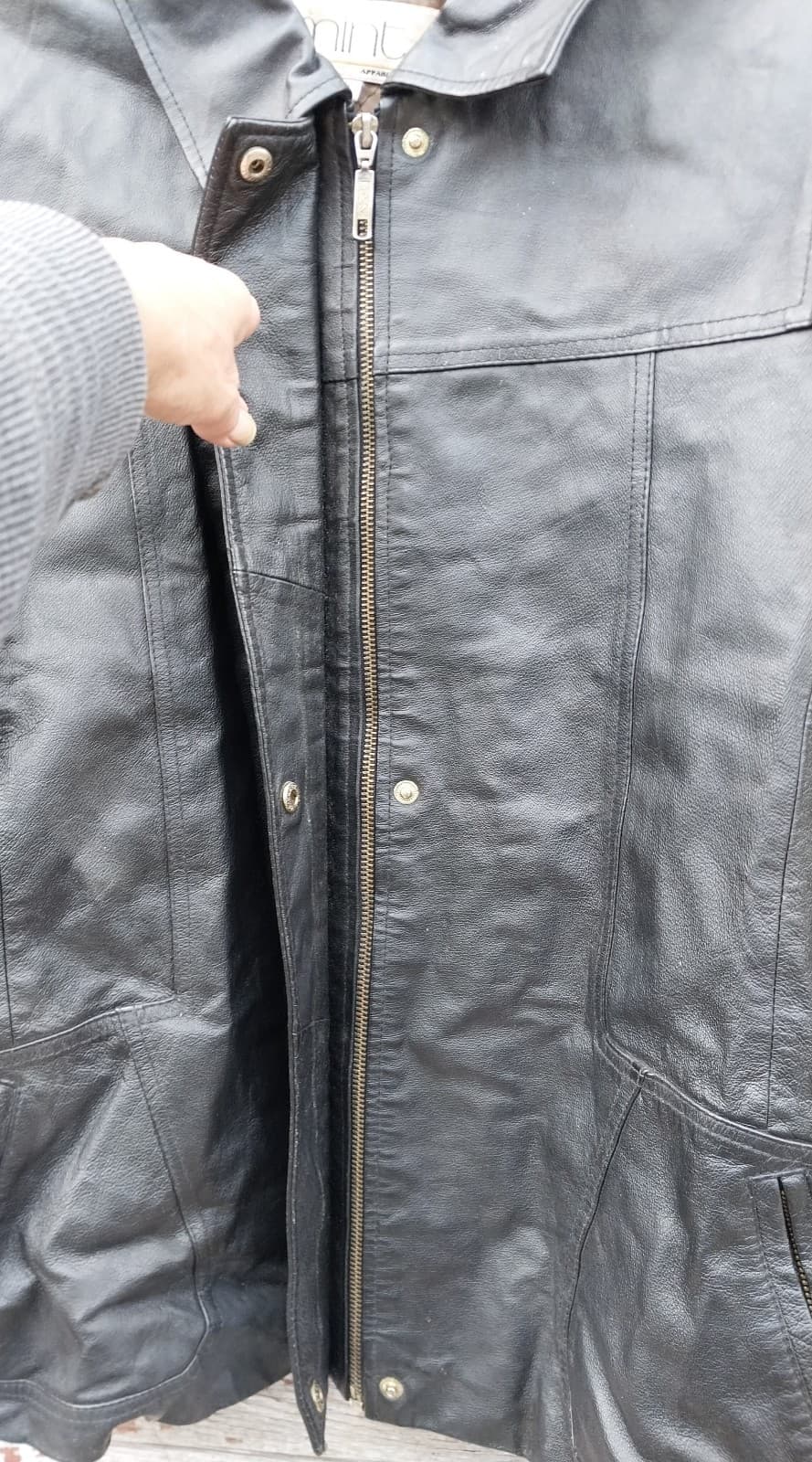 Vintage Black Leather Jacket Size XL - Thumbnail 2