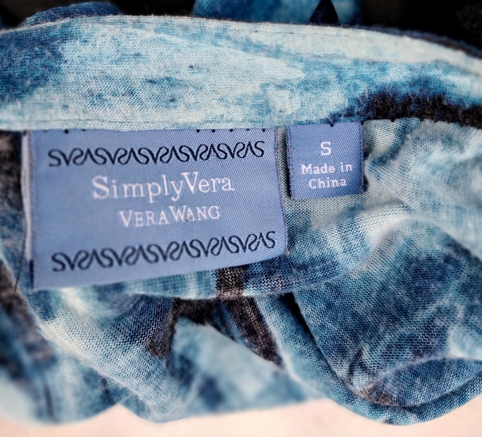 Simply Vera Blue Small Nylon - Polyester Long Sleeve Blouse - Thumbnail 5