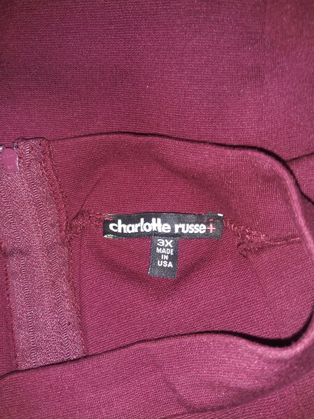 Charlotte Russe Faux Suede Bodycon Dress Women's 3X Small Burgundy Sleeveless - Thumbnail 3