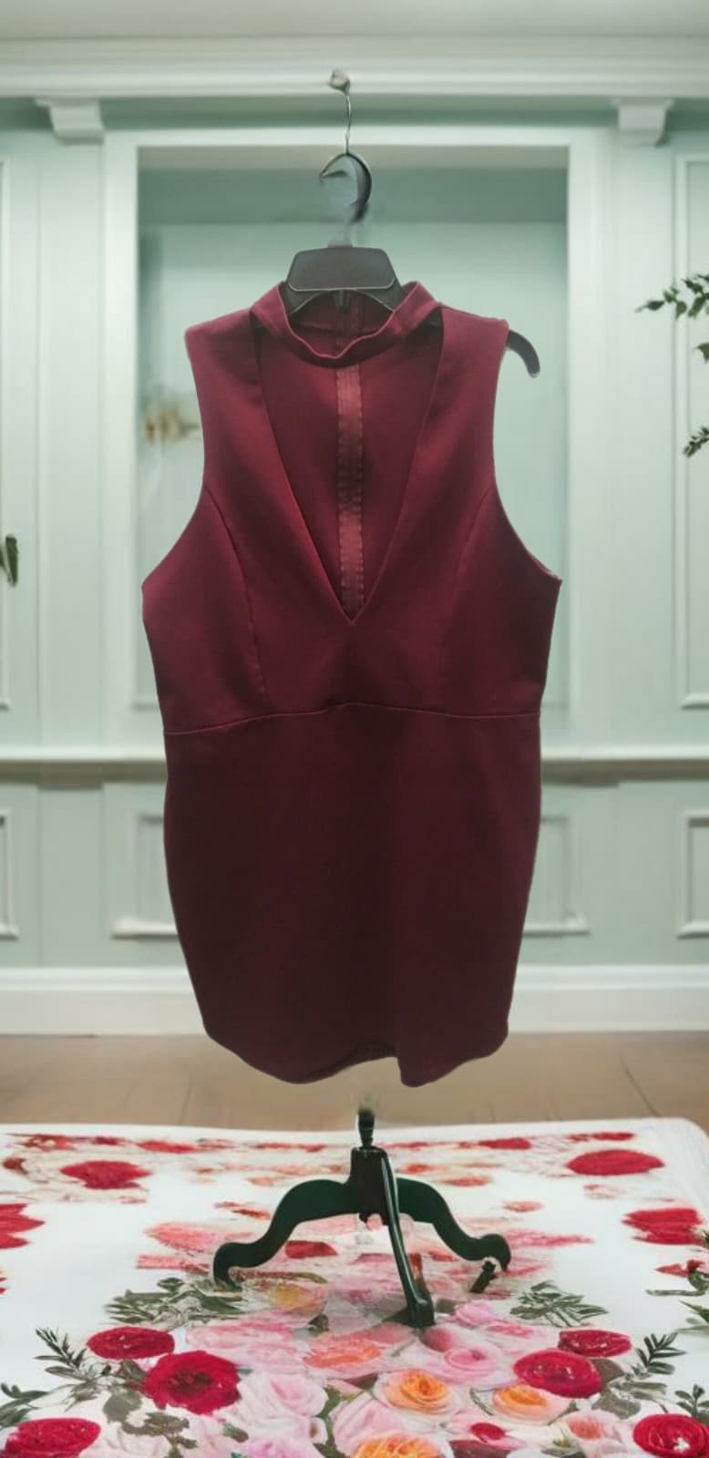 Charlotte Russe Faux Suede Bodycon Dress Women's 3X Small Burgundy Sleeveless - Image 1