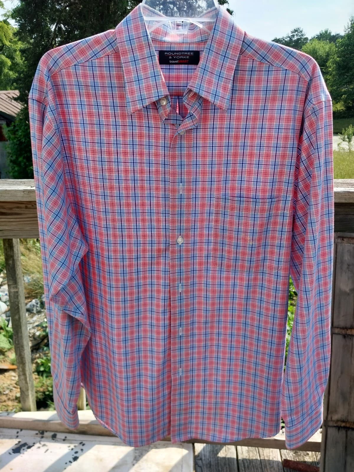 Roundtree & Yorke Big & Tall Non-Iron Twill Long Sleeve Large Plaid Sport Shirt - Image 1