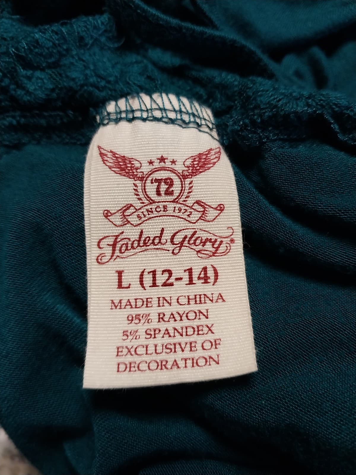 Vintage Faded Glory Women's Teal Green Back Tie Lace Neck Blouse - Thumbnail 5