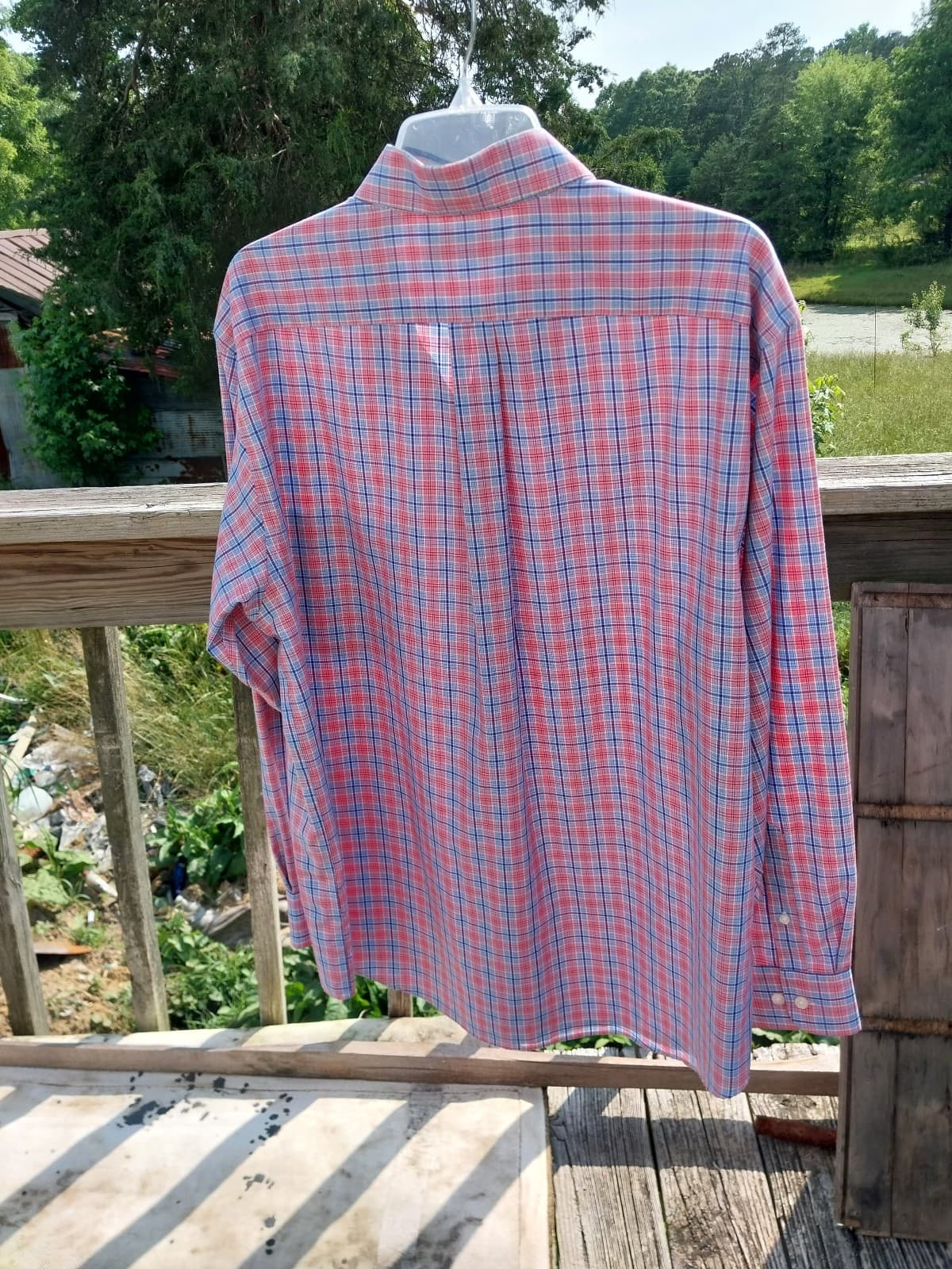 Roundtree & Yorke Big & Tall Non-Iron Twill Long Sleeve Large Plaid Sport Shirt - Thumbnail 2
