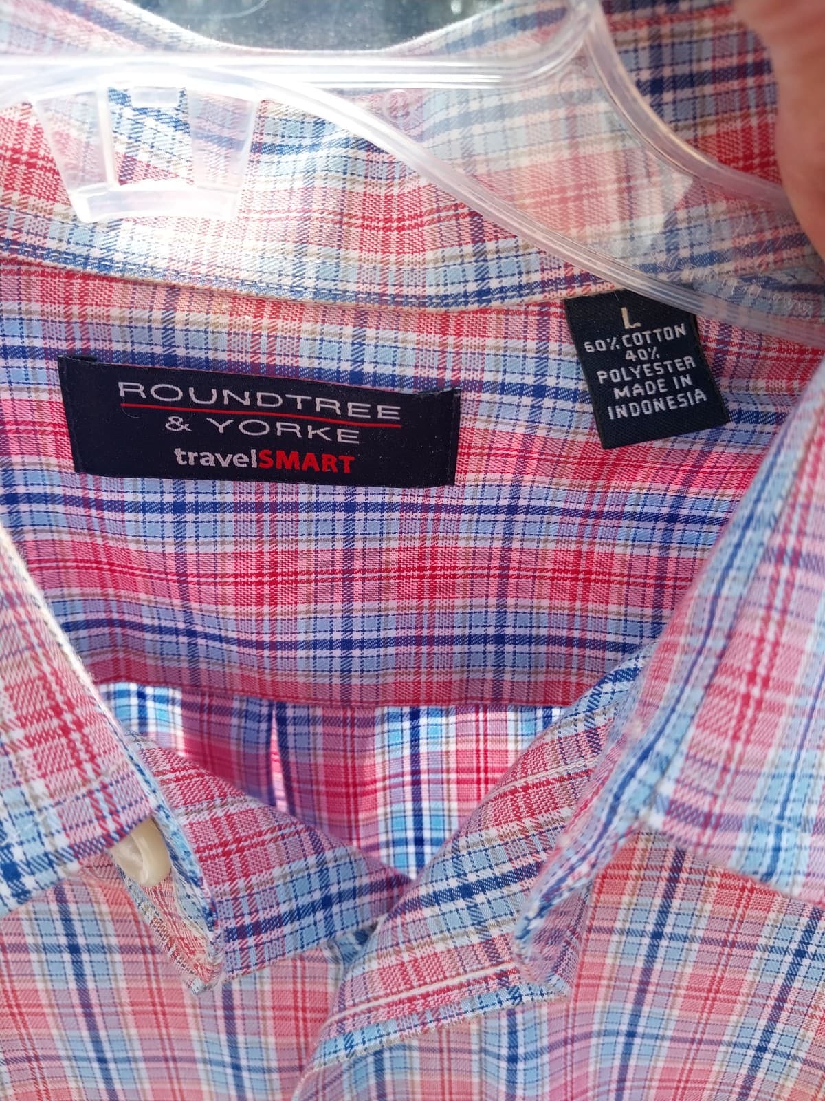 Roundtree & Yorke Big & Tall Non-Iron Twill Long Sleeve Large Plaid Sport Shirt - Thumbnail 3