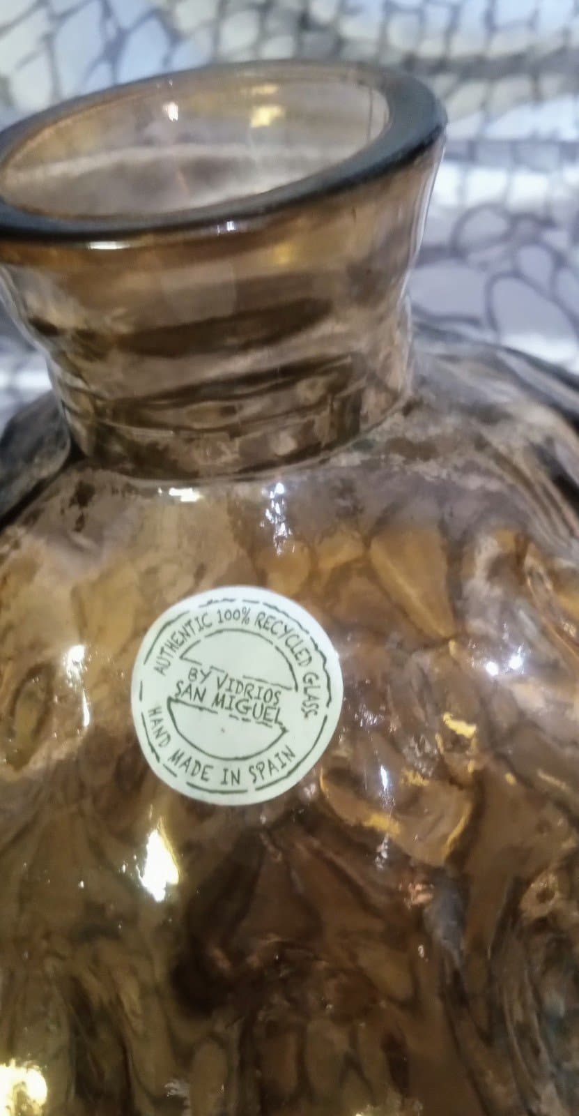 Vintage Round Glass Thumbprint Vase Vintage Bubble Glass Vase Amber Bubble Ball - Thumbnail 2