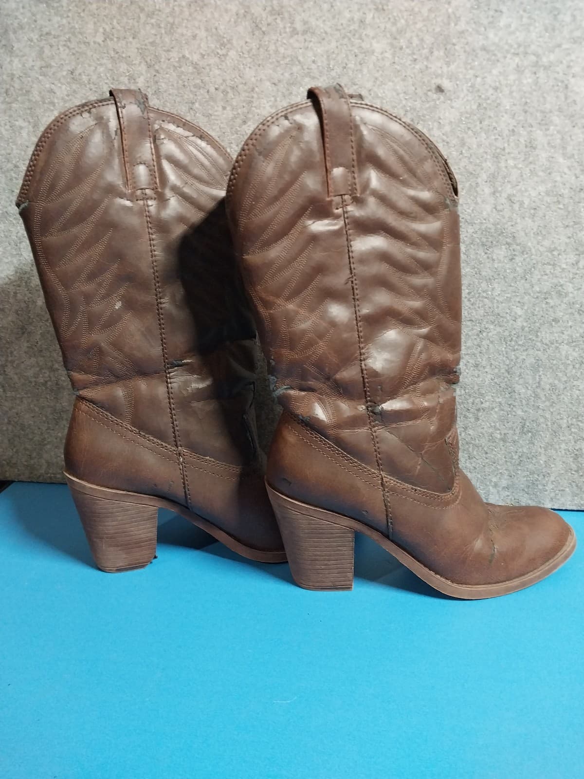 Xhilaration Brown Leather boots. Boots show wear and tear as they are not new - Image 1