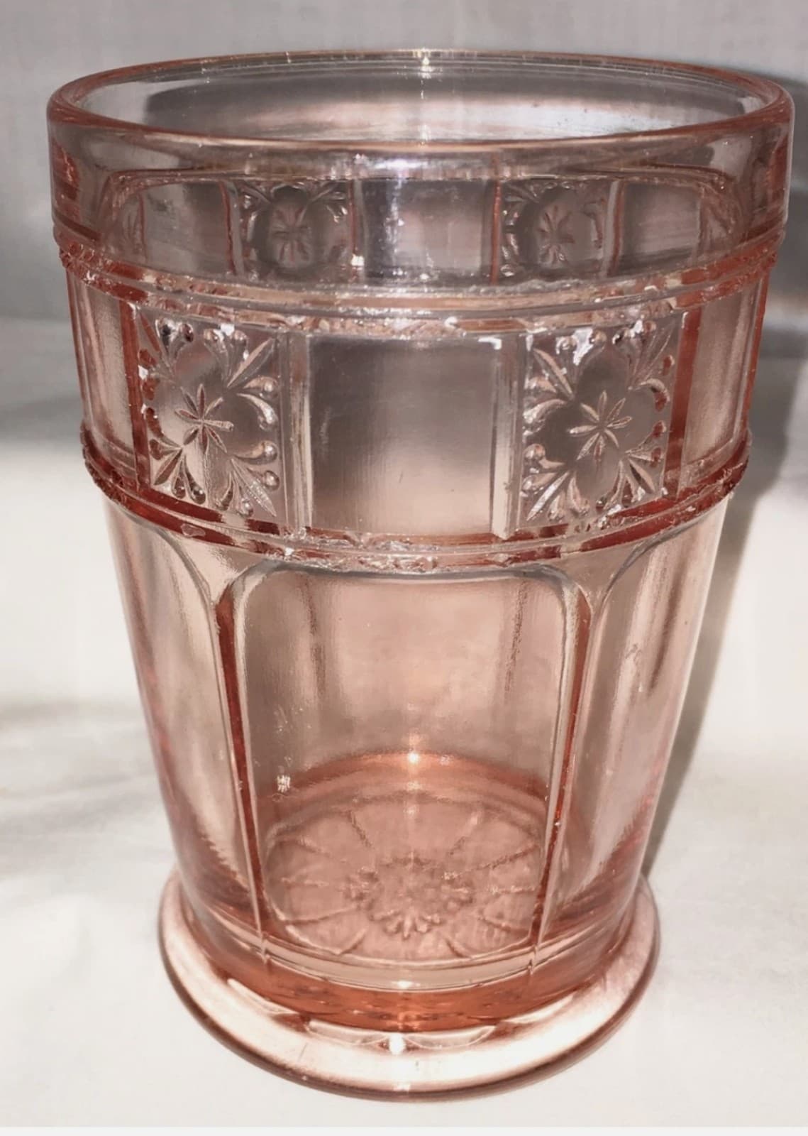 2 Jeannette DORIC PINK *4"- 10 oz FOOTED WATER TUMBLERS* - Thumbnail 2