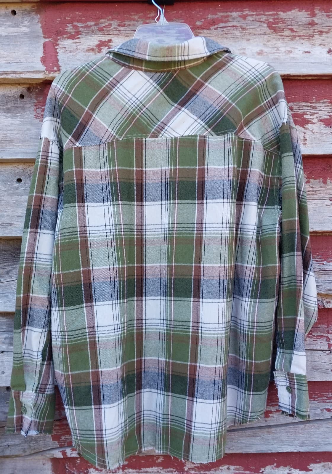 Fashion Nova Womens Everglades Plaid Shirt Green Button Down Oversized Large - Thumbnail 3