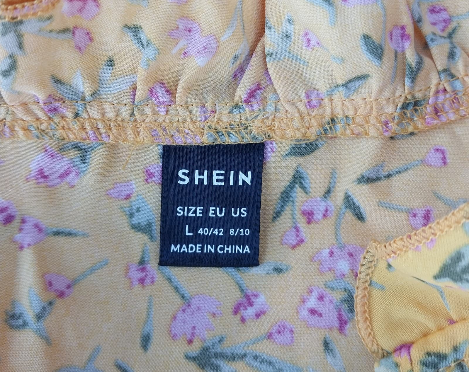 SheIn Women's Ditsy Floral Yellow Short Sleeve Summer Dress. Size Large - Thumbnail 5