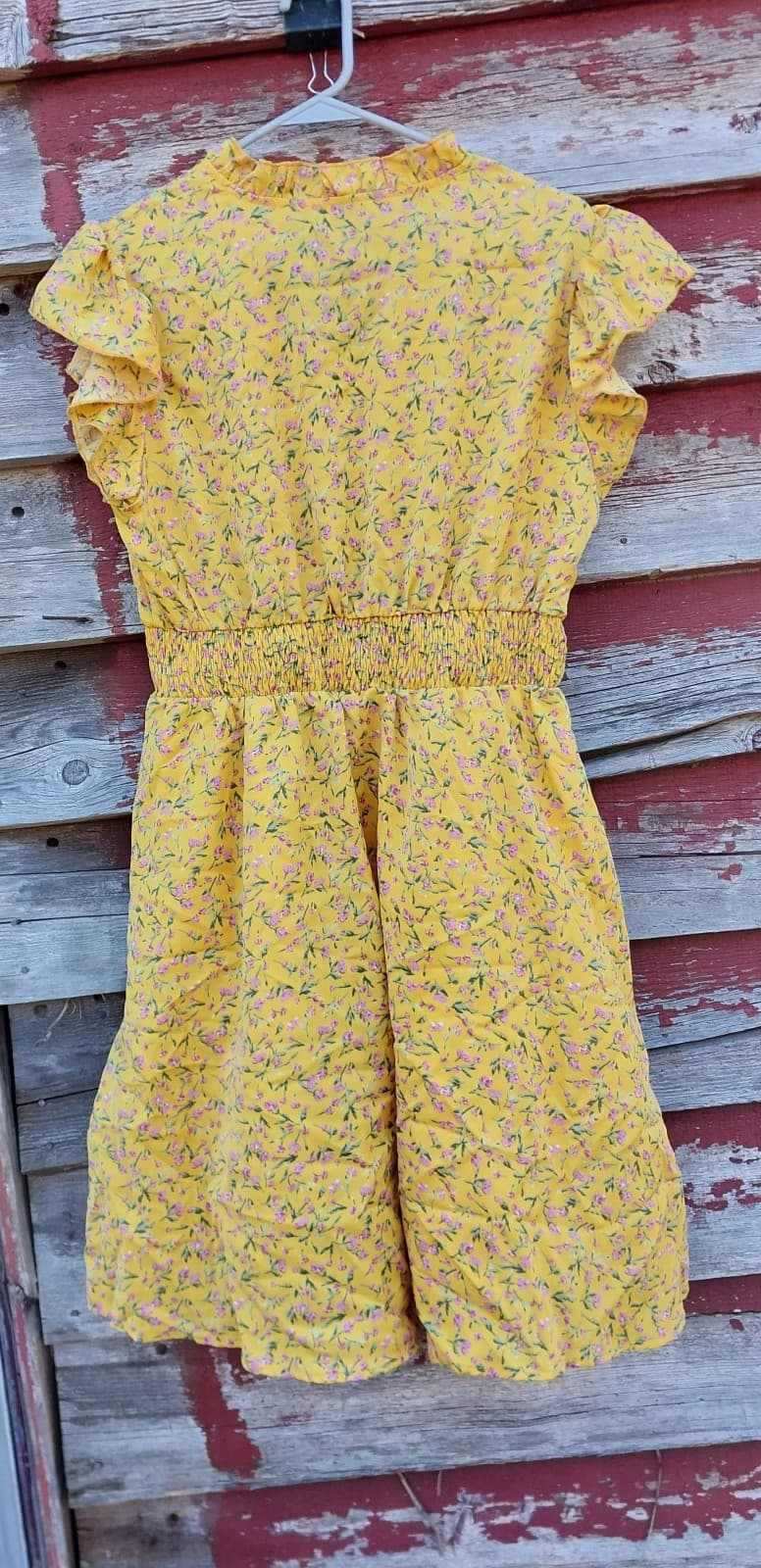SheIn Women's Ditsy Floral Yellow Short Sleeve Summer Dress. Size Large - Thumbnail 3