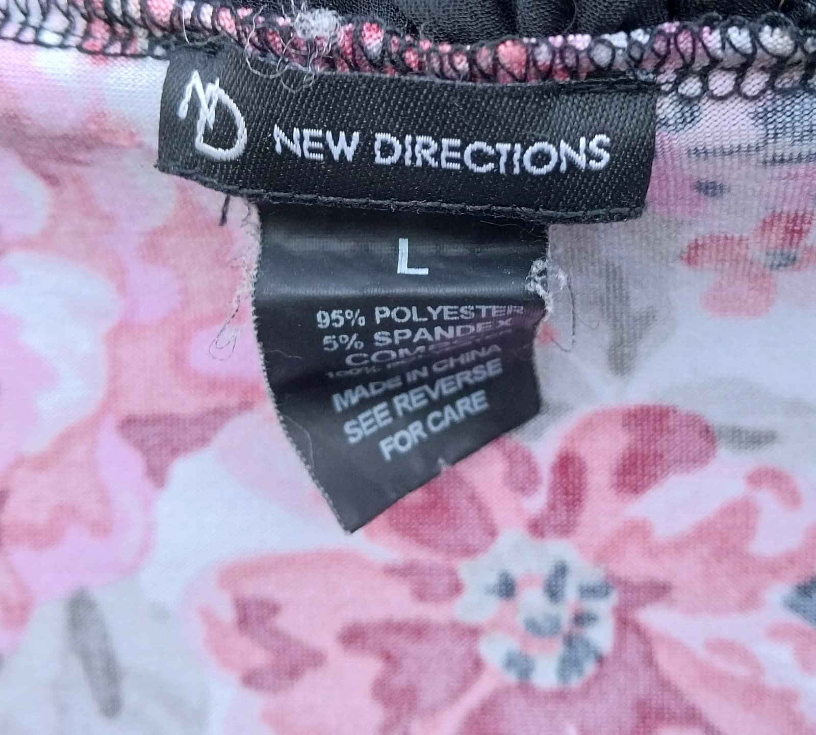 New Directions Ruffle Blouse Top Sleeveless Shirt Red Pink Black Large - Thumbnail 3