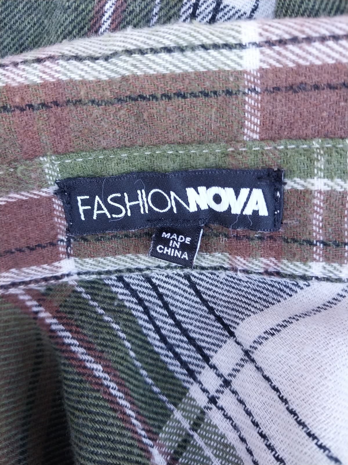 Fashion Nova Womens Everglades Plaid Shirt Green Button Down Oversized Large - Thumbnail 4