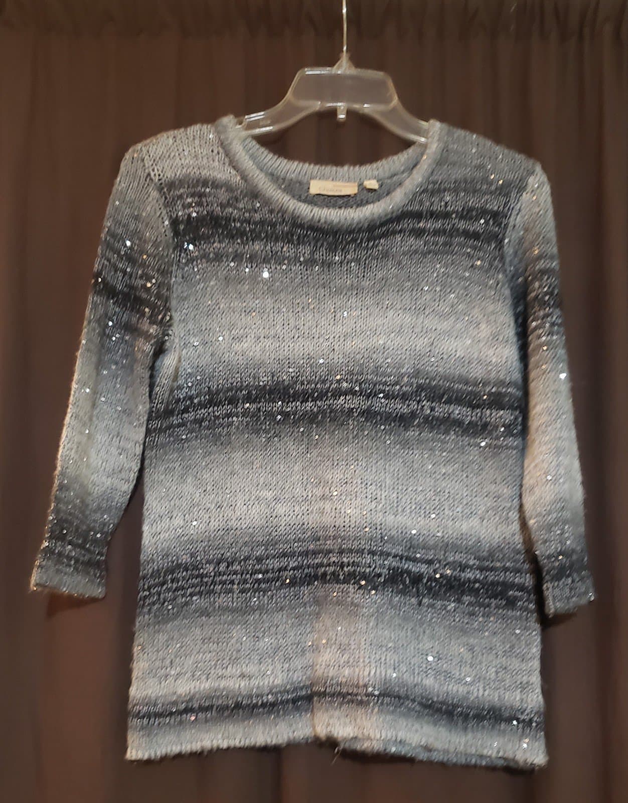 Choices Sweater. Grey, Black & White Slightly Sparkly Sweater. Size Small - Image 1