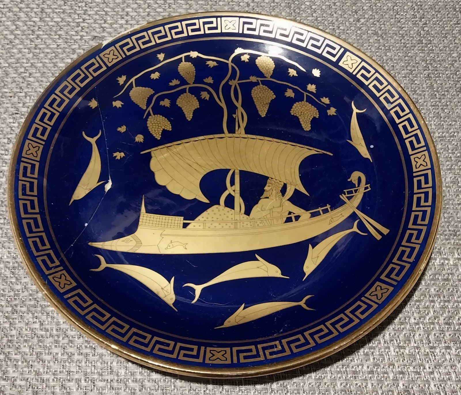Nassos Rodos Blue & Gold Hanging Plate - Image 1