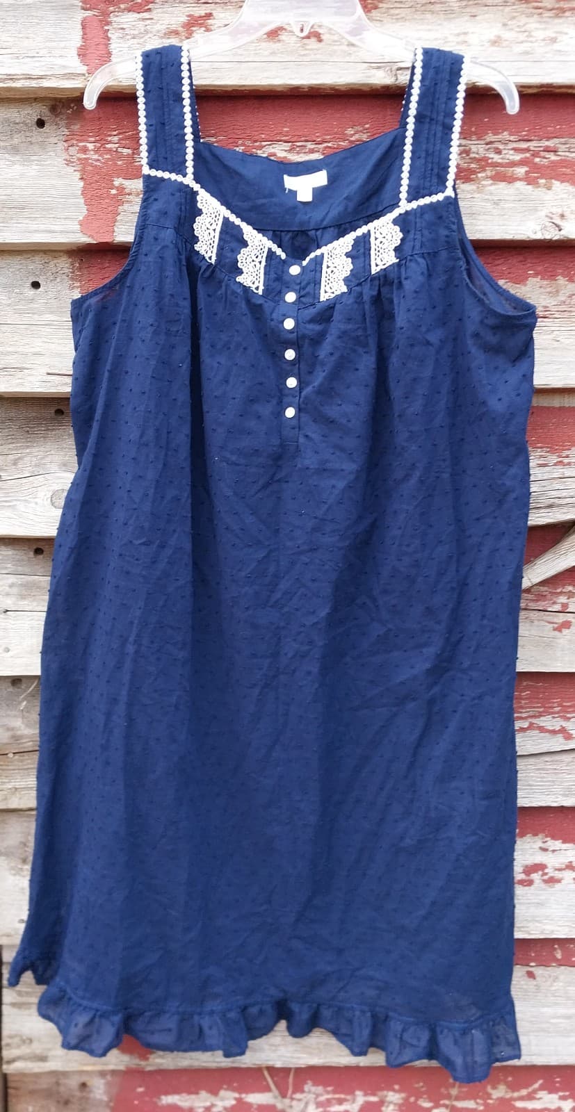 Secret Treasures Womens Size XL 16-18 Traditional Navy Woven Sleeveless Gown - Thumbnail 4