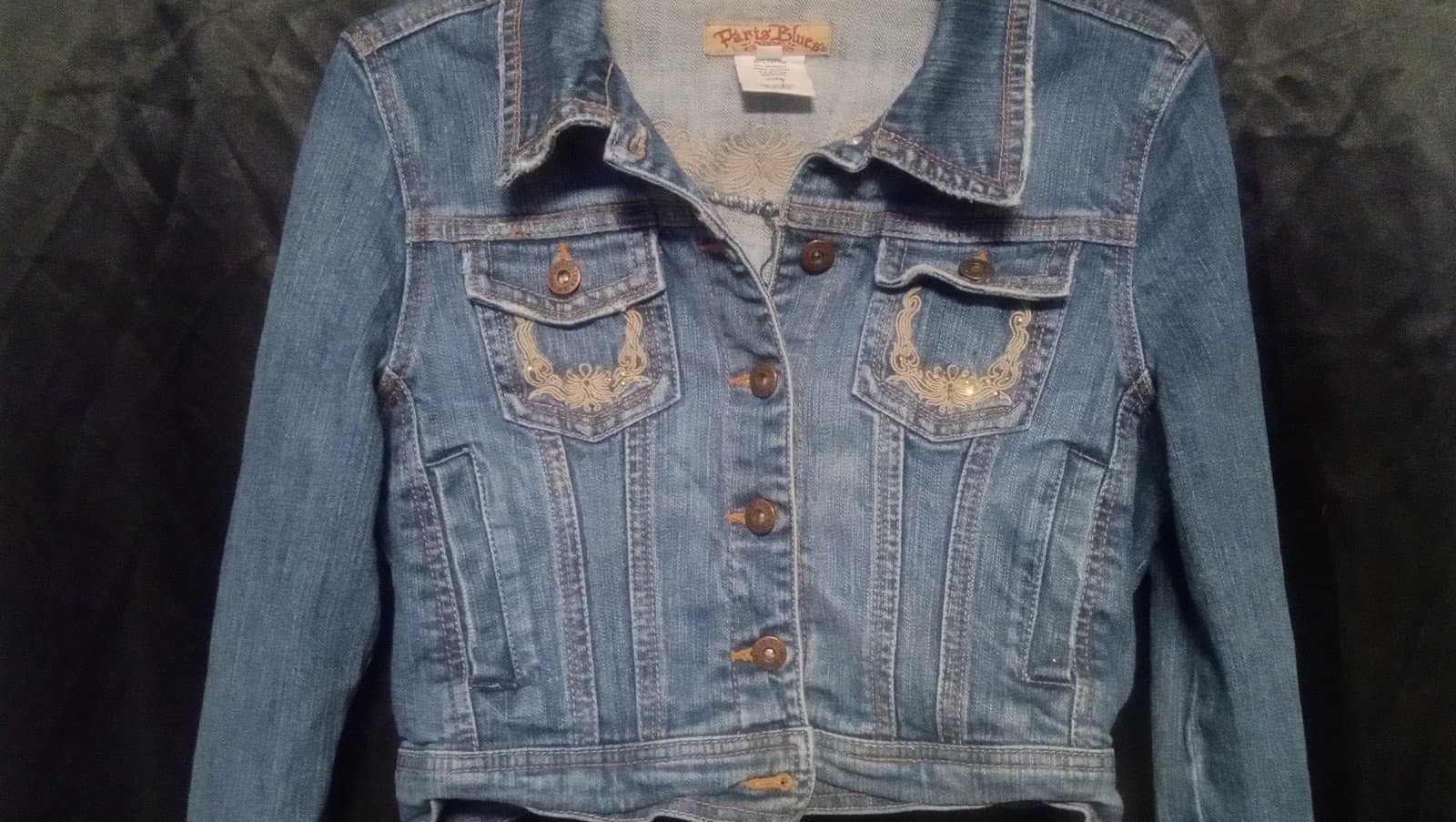 Paris Blues Women's Vintage Blue Jean Jacket With Embellishment - Thumbnail 2