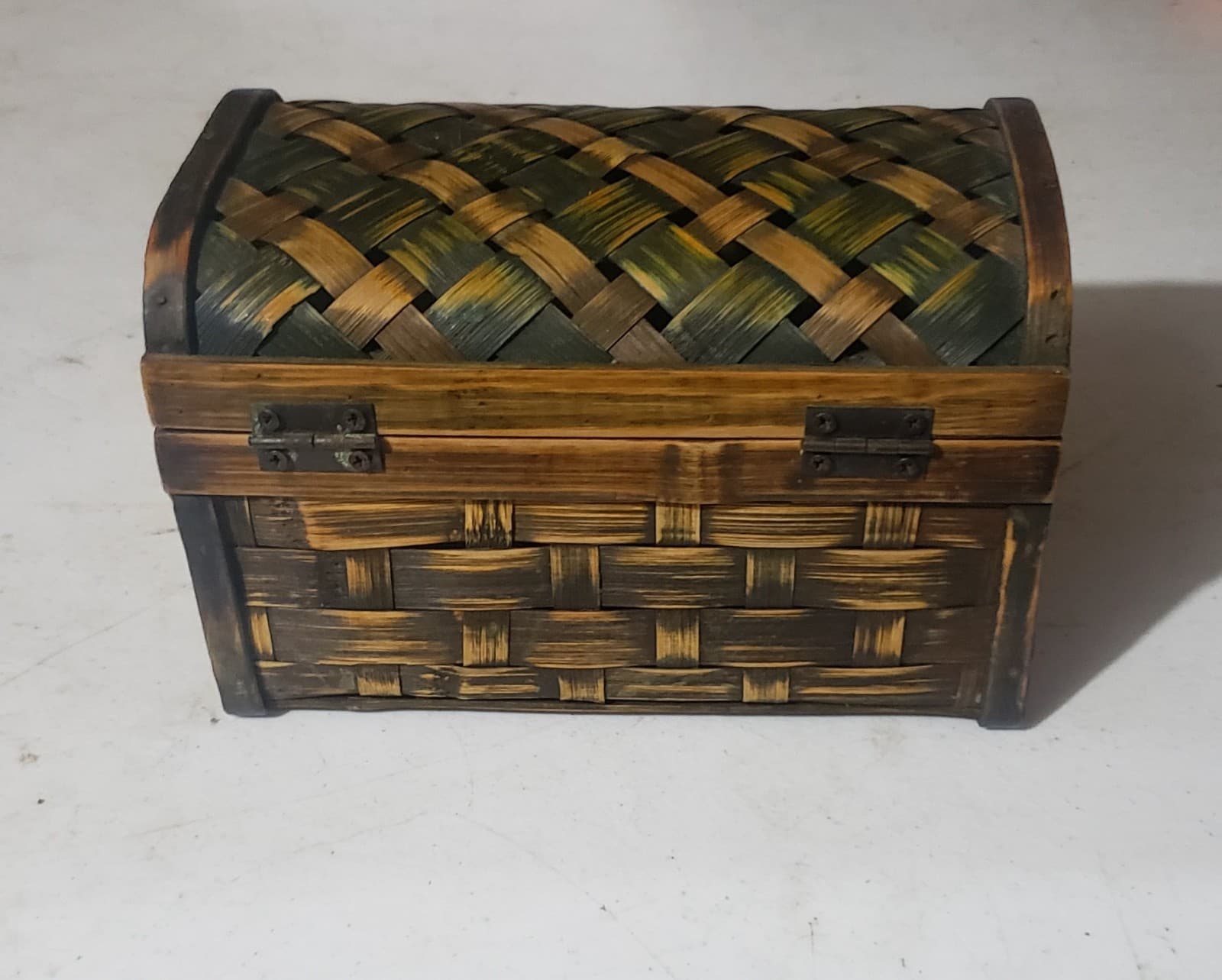 Unique Ratan Wicker Wood Treasure Chest Storage Box With Latch - Thumbnail 4