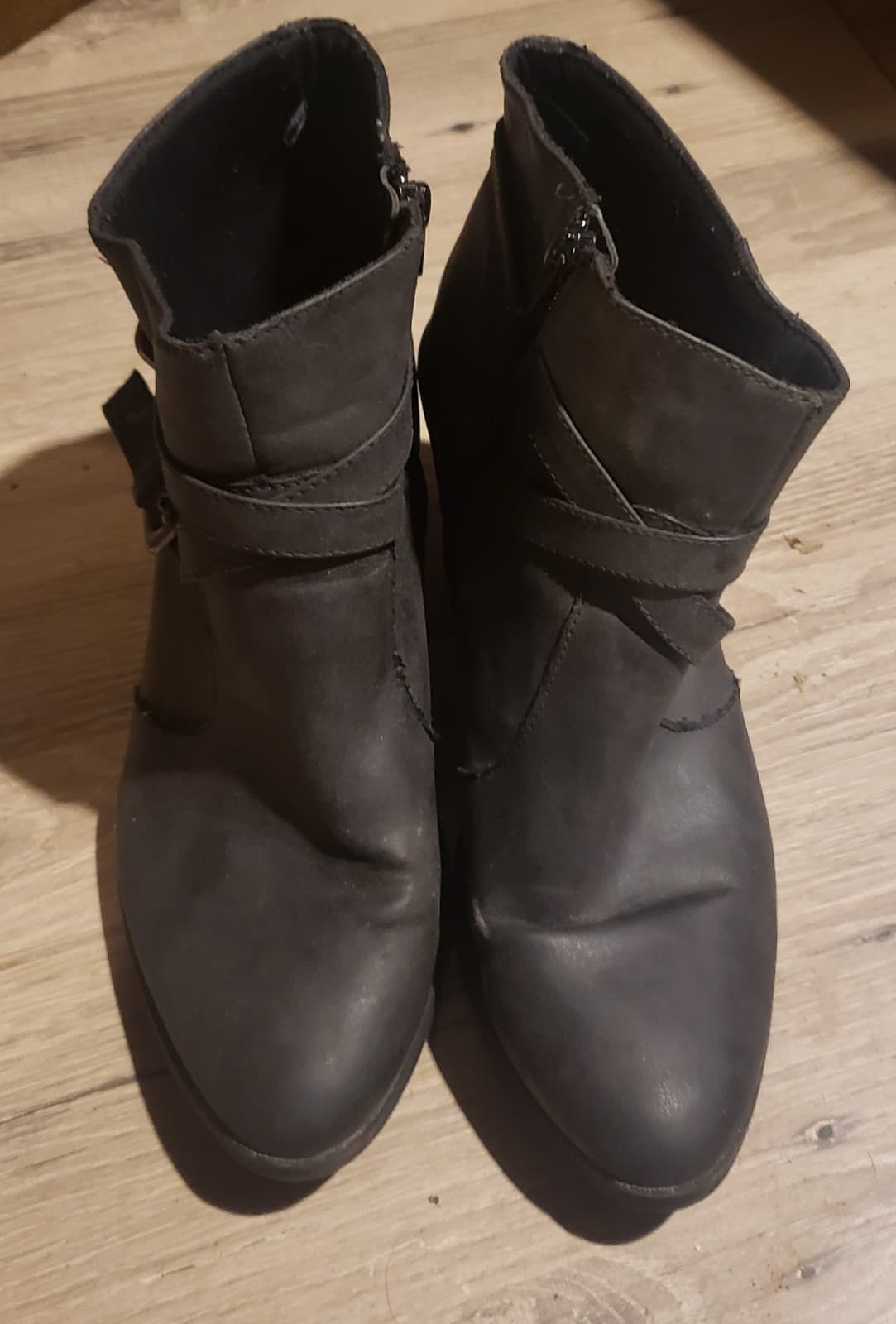DARK GREY ANKLE BOOTS WITH BUCKLE DECOR AND ZIP CLOSURE WOMEN SIZE 10 - Thumbnail 3