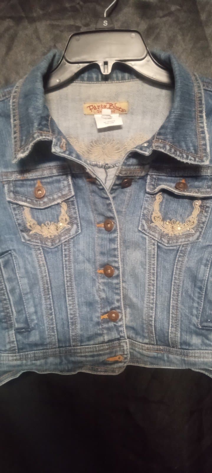 Paris Blues Women's Vintage Blue Jean Jacket With Embellishment - Thumbnail 3