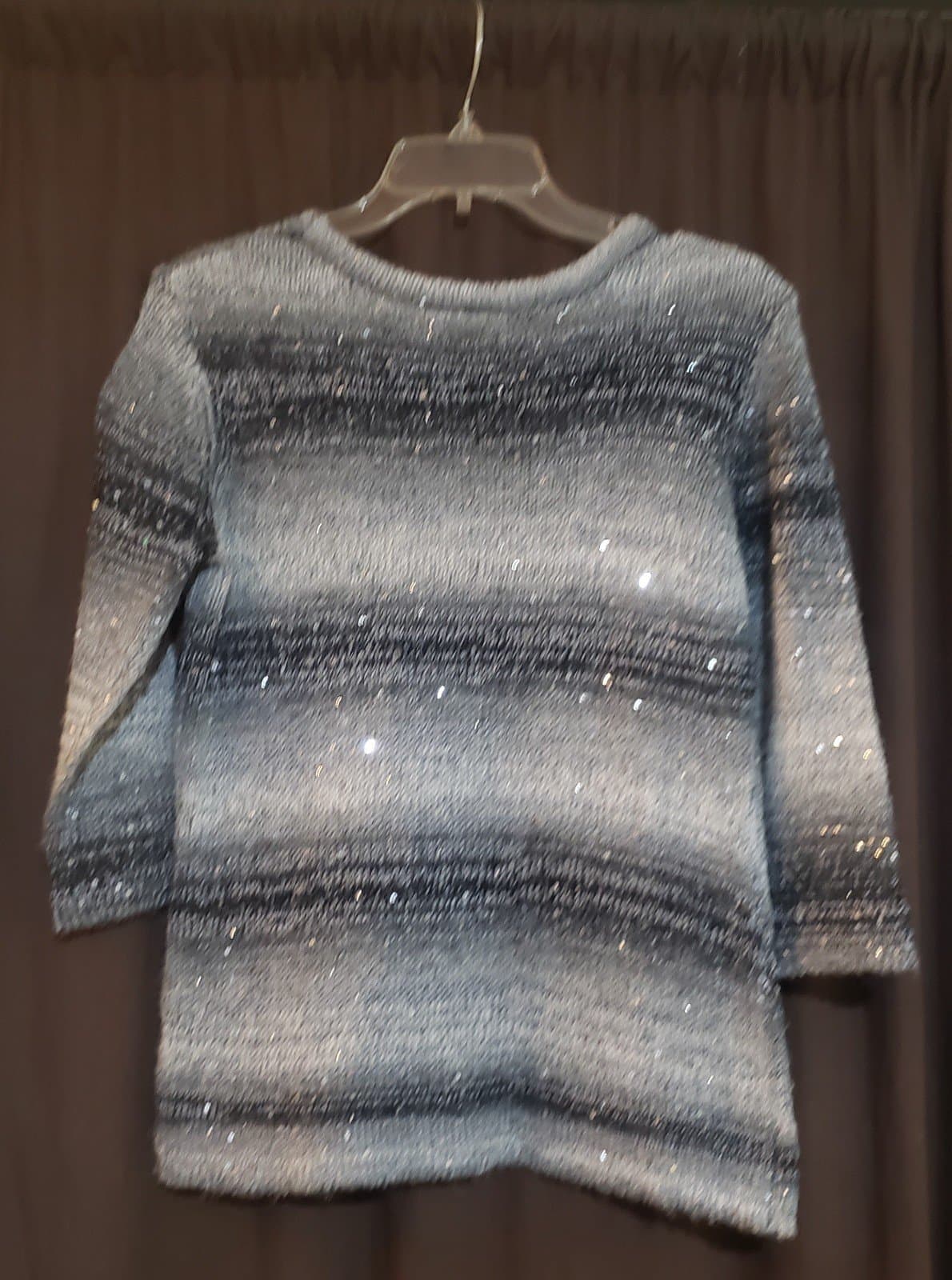 Choices Sweater. Grey, Black & White Slightly Sparkly Sweater. Size Small - Thumbnail 3