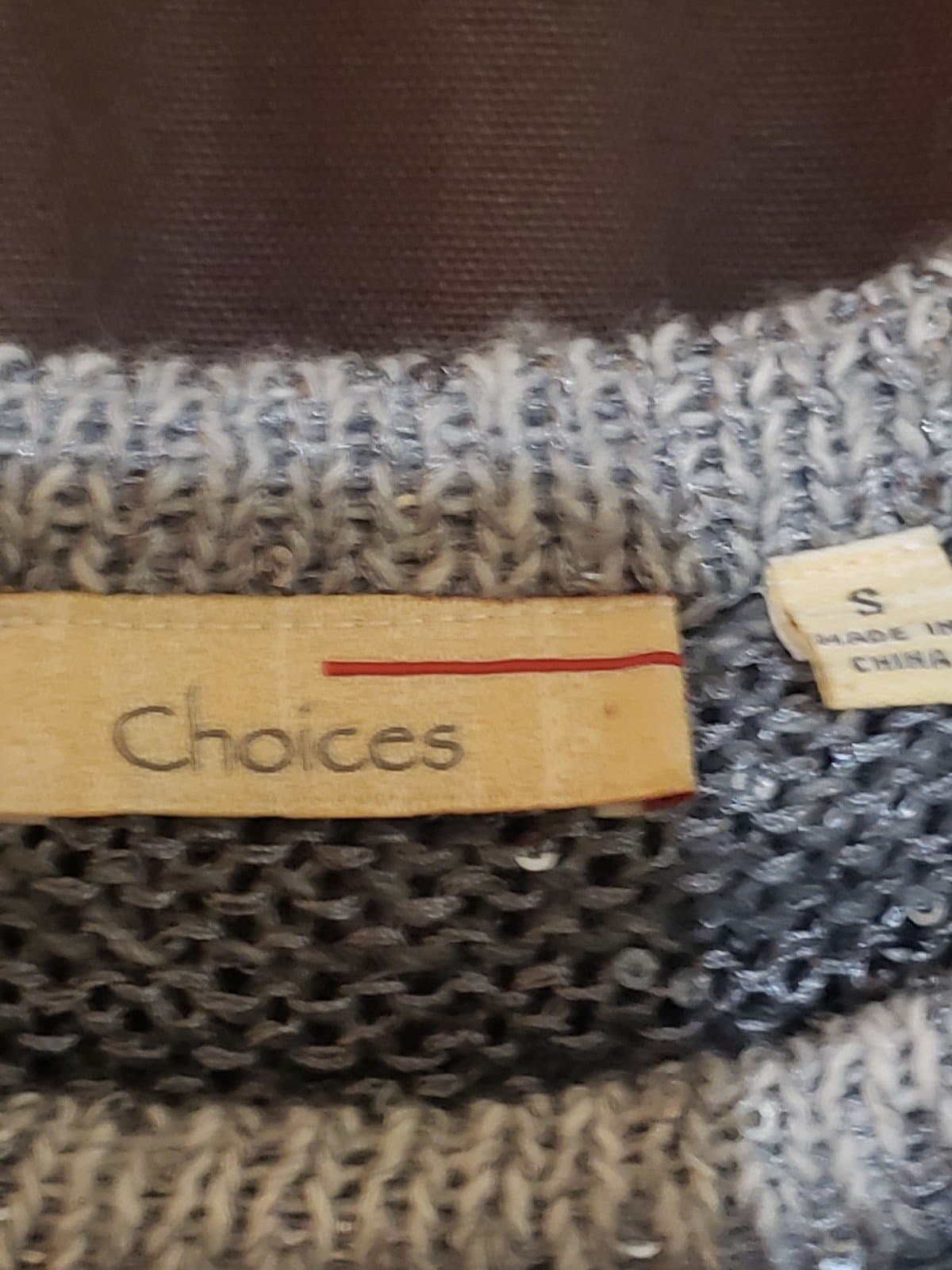 Choices Sweater. Grey, Black & White Slightly Sparkly Sweater. Size Small - Thumbnail 2