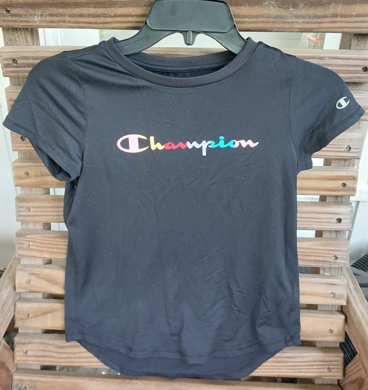 Champion Girls Black T-Shirt. Size Medium (10/12) - Image 1