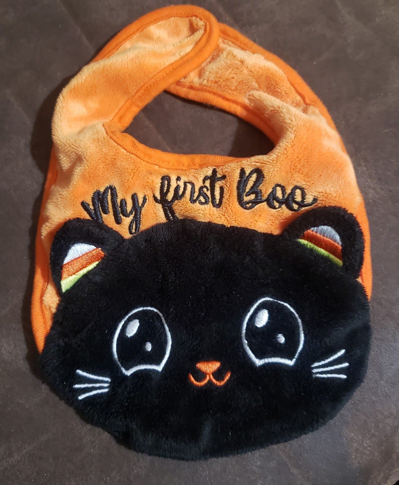 Babies Halloween Bibs "My First Boo" Black Gold And Orange - New - Image 1