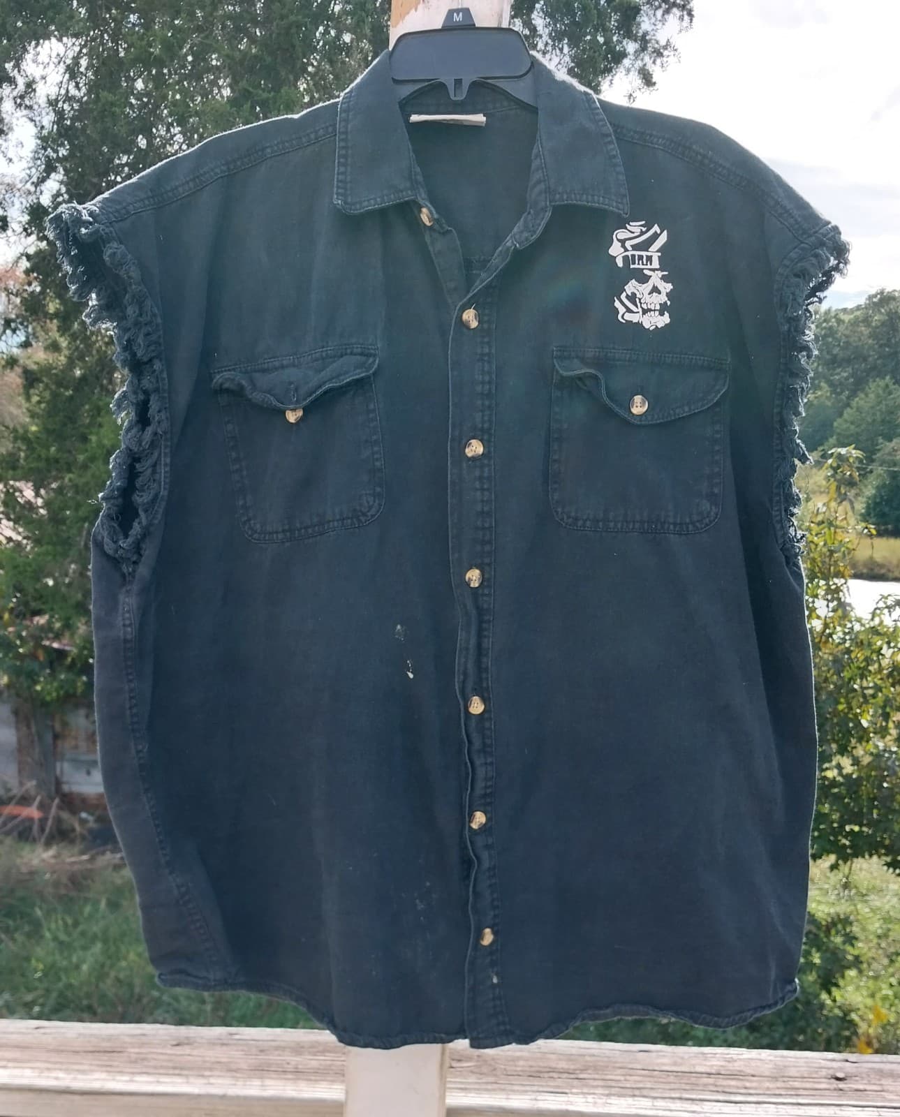 Coast Mens Ride It Like You Stole It. Motorcycle Acid Washed Denim Biker Shirt. - Thumbnail 2