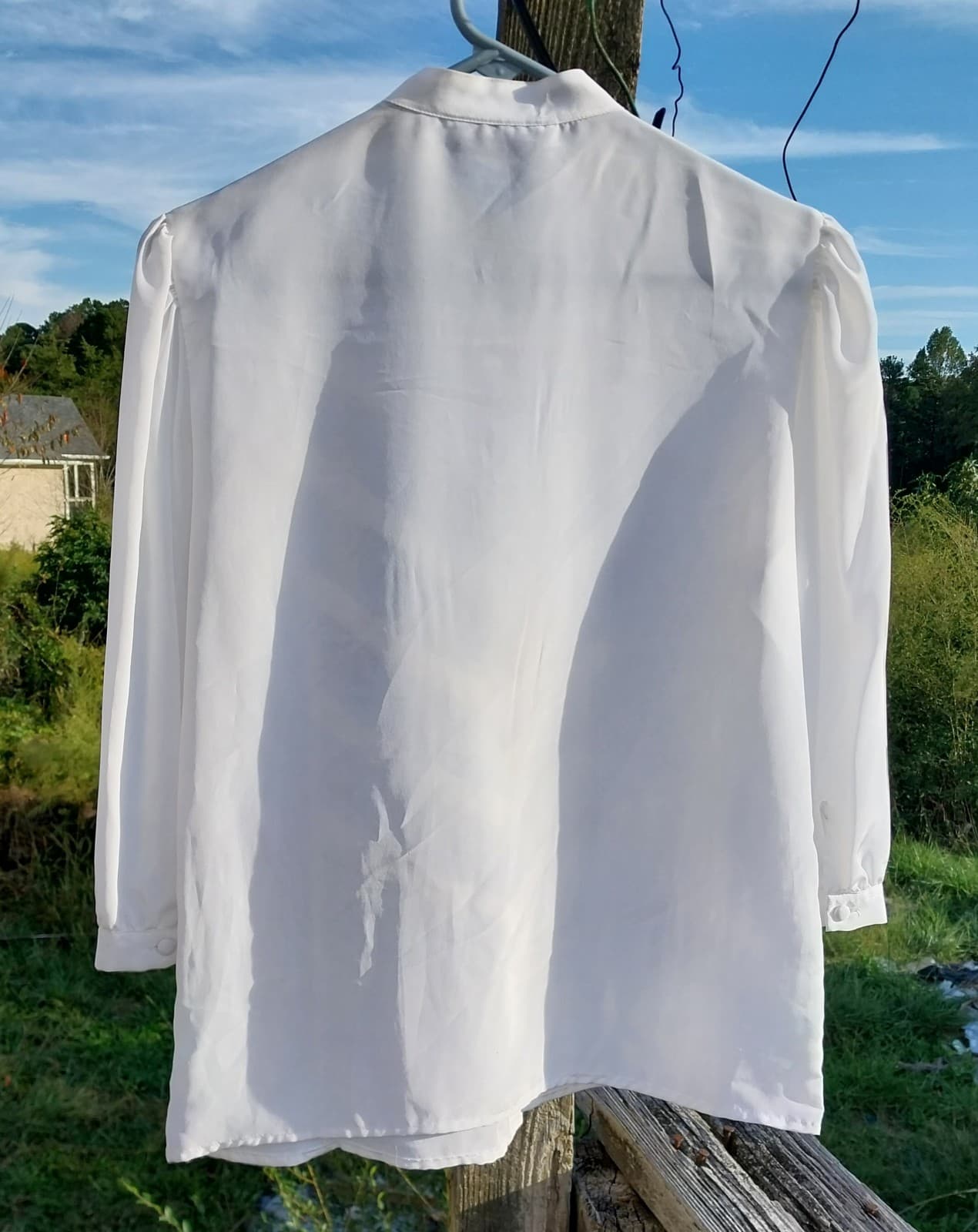 Chaus White Pleated Button Down Long 3/4 Sleeve Blouse. Size 10 - Thumbnail 5