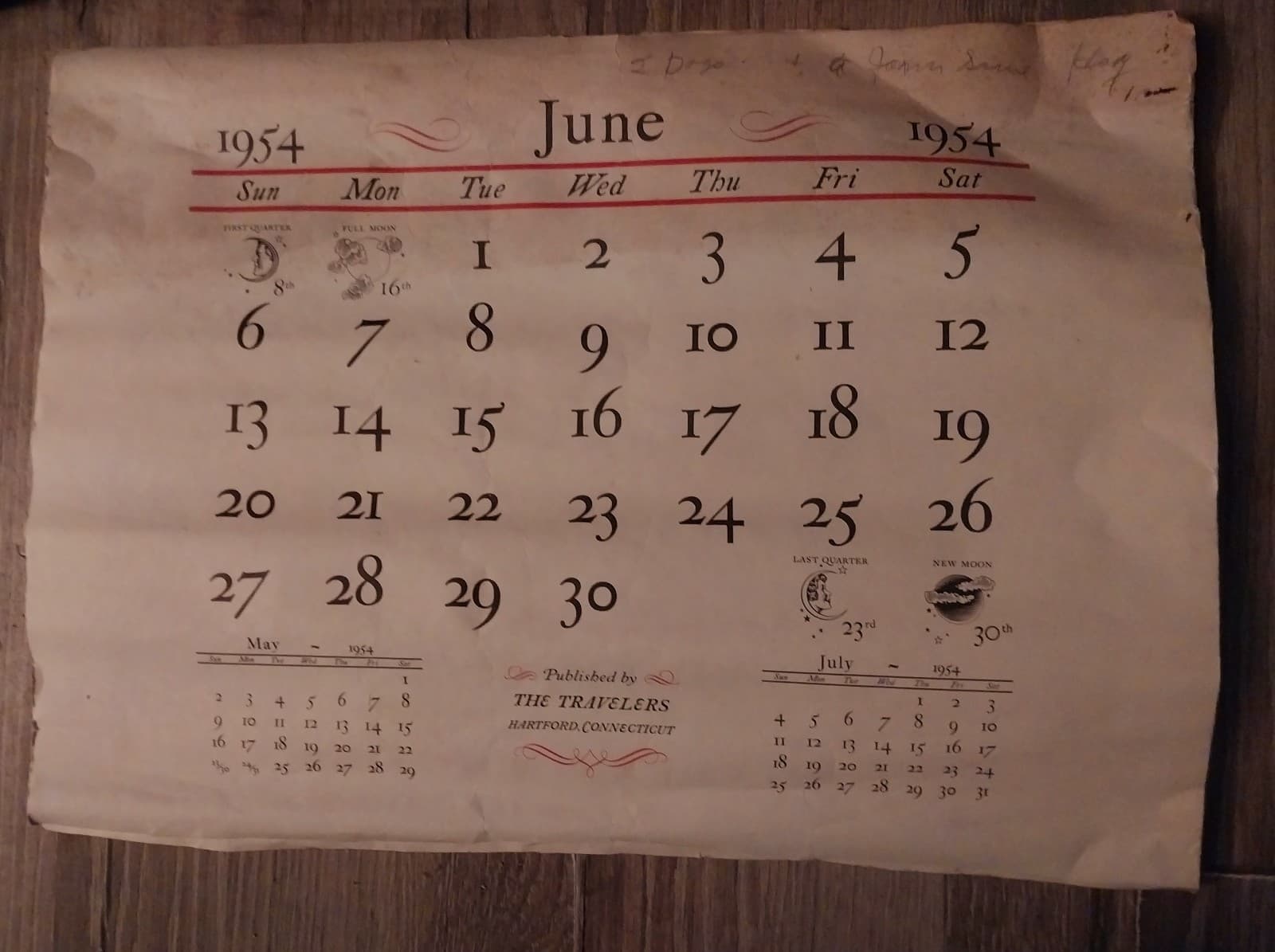 1954 JUNE, HAYING-TIME, THE LAST LOAD Poster/Calendar Print, The Travelers RARE! - Thumbnail 2