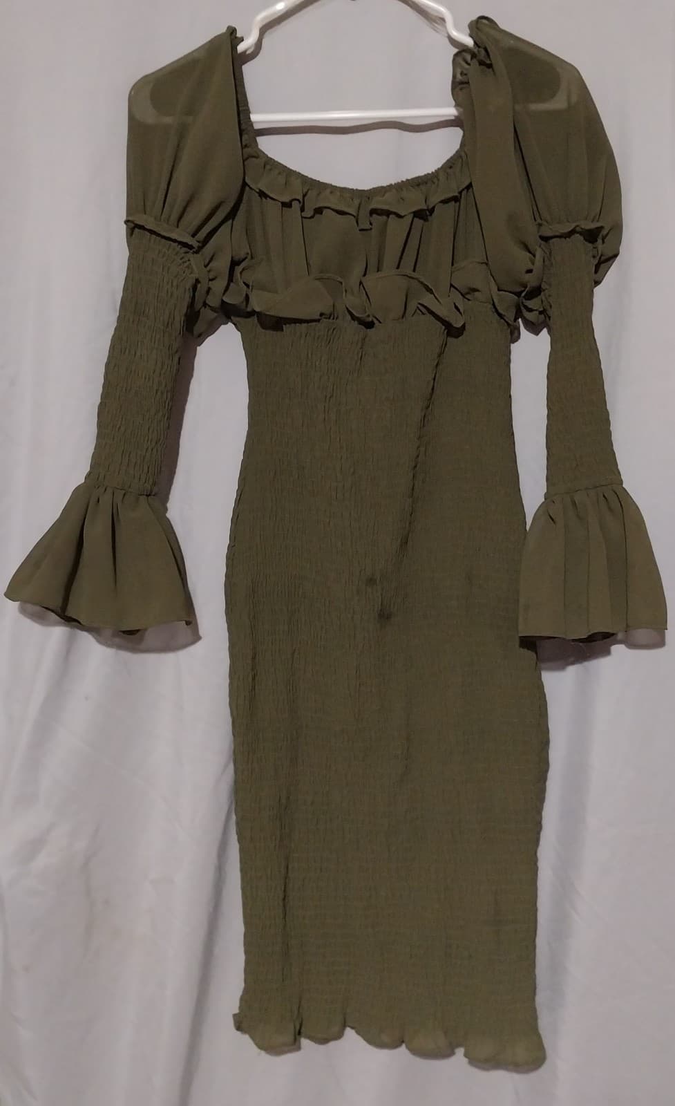 Fashion Nova Kiss Me Smocked Midi Dress - Olive - Thumbnail 5