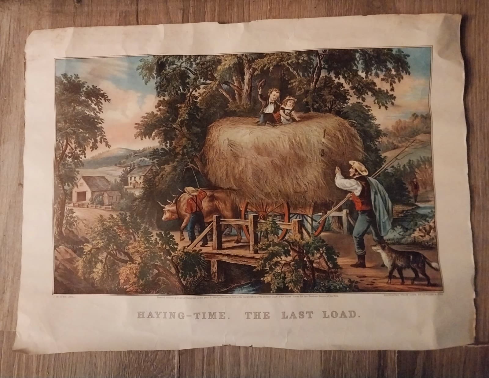 1954 JUNE, HAYING-TIME, THE LAST LOAD Poster/Calendar Print, The Travelers RARE! - Image 1