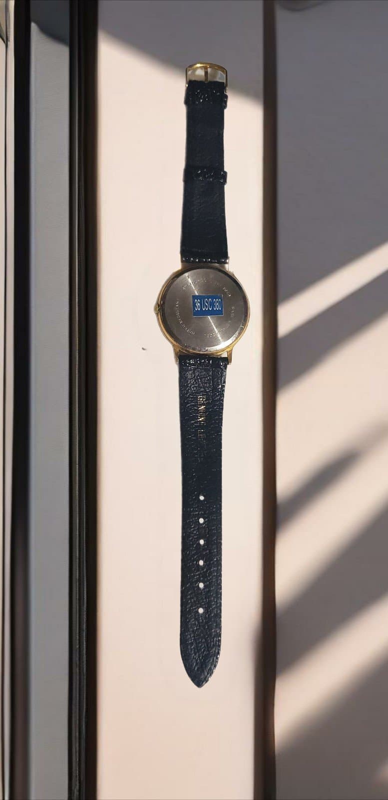 Vintage Kodak Olympic Watch Gold Tone Black Leather Band. Wind-Up Watch - Thumbnail 2