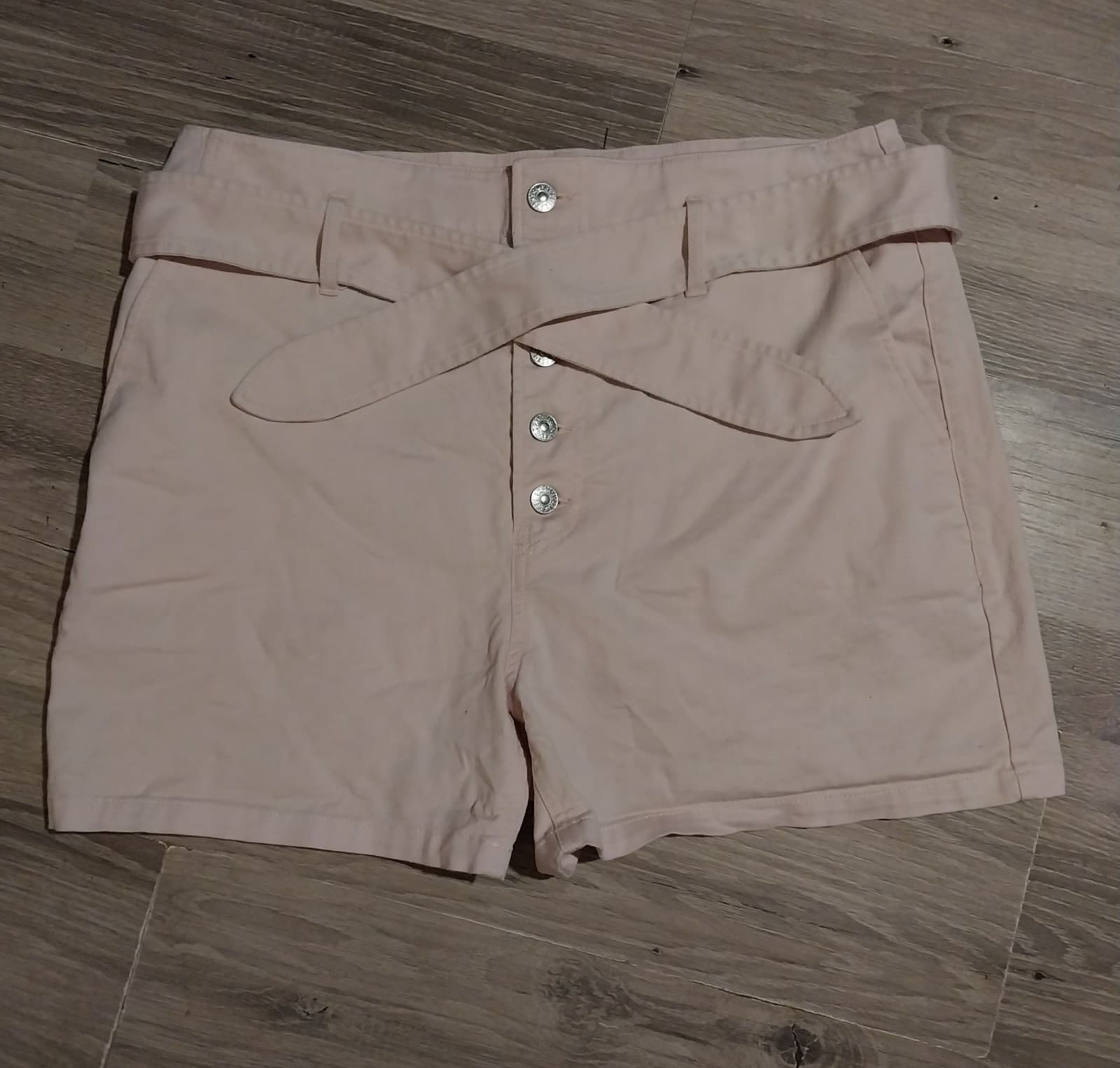 Express Womens Extreme High Rise Flat Front Belt Light Pink Shorts Size 12 - Thumbnail 4