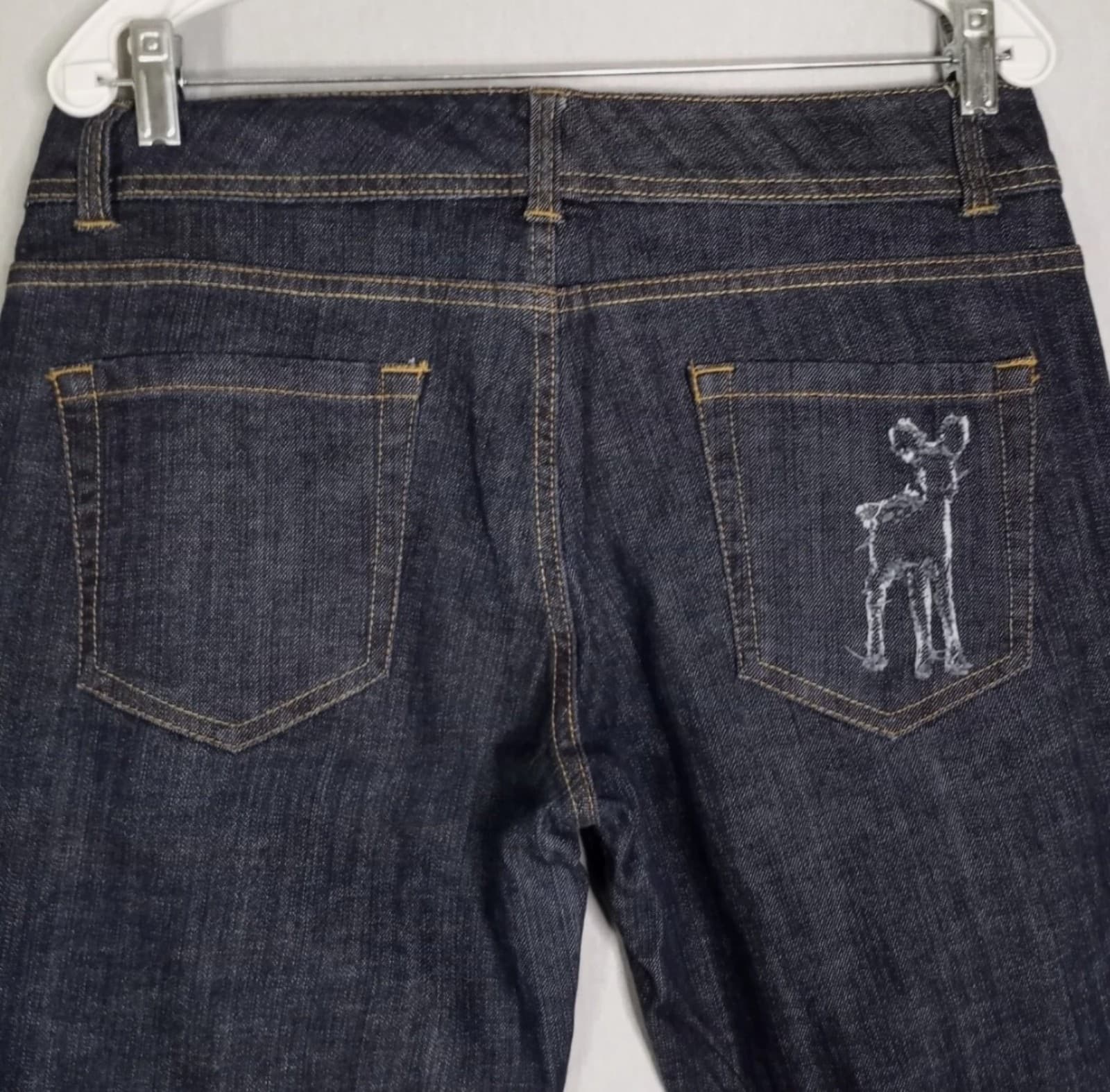 Dear Ab Jeans Women's Size 12 Flare Leg Dark Wash Thick Denim Western Cowgirl - Thumbnail 6