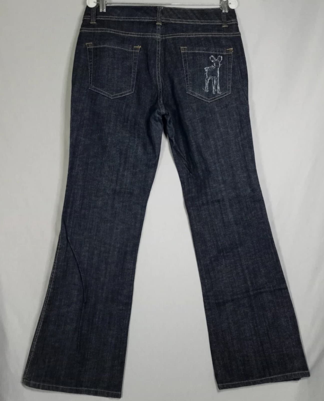 Dear Ab Jeans Women's Size 12 Flare Leg Dark Wash Thick Denim Western Cowgirl - Thumbnail 2