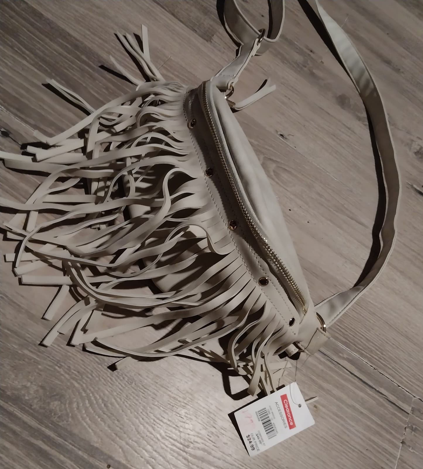 Cato Fringe Bag. Color Is Beige. New - Thumbnail 5
