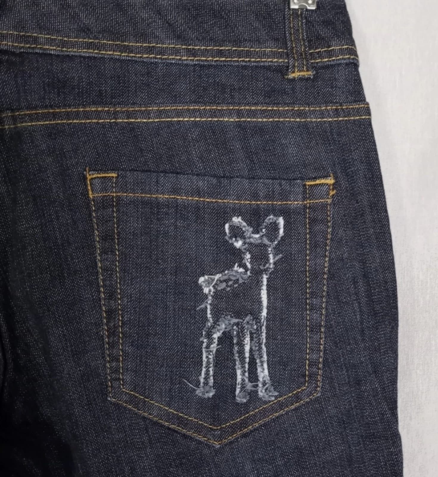 Dear Ab Jeans Women's Size 12 Flare Leg Dark Wash Thick Denim Western Cowgirl - Thumbnail 7