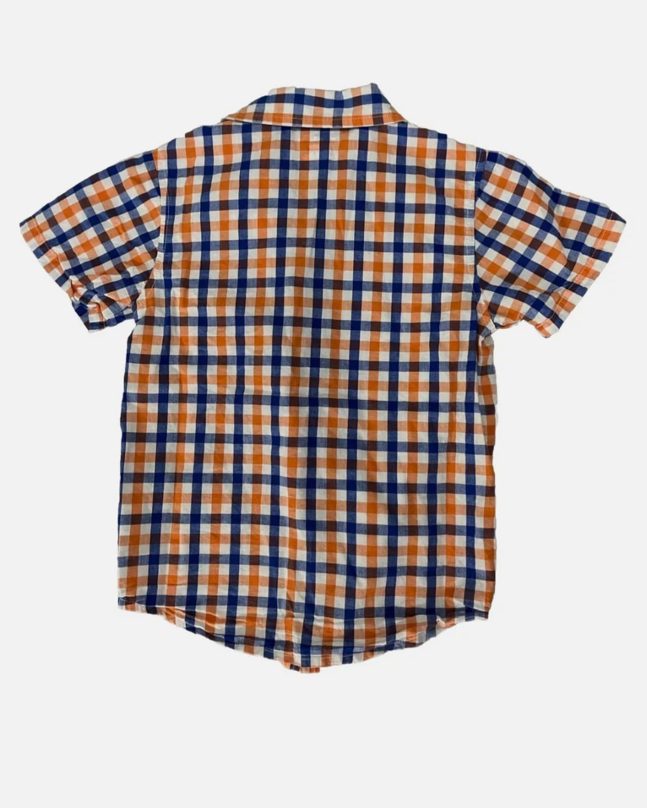 Toddler Boys Button Down Shirt Size 5T Orange Blue Plaid Top Garanimals - Thumbnail 3